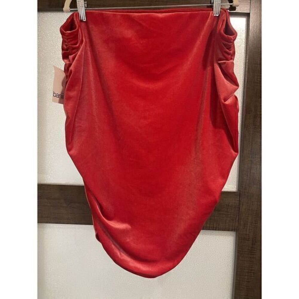 Bar III skirt women SZ 4X Red Pull on soft velvet ruched stretch